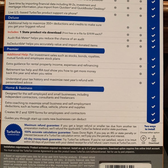 TurboTax 2019 Home & Business Mac and Windows Federal & State taxes. - Picture 2 of 5
